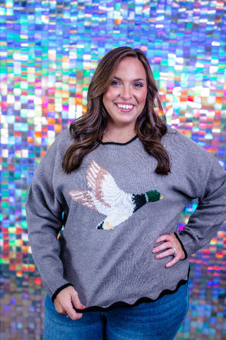 Simply Southern Gray Mallard Graphic Sweater