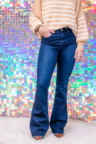 Bayeas Dark Wash Flare Denim Jeans