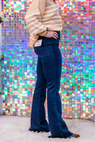 Bayeas Dark Wash Flare Denim Jeans