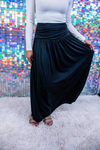 Midnight Muse Black Maxi Skirt