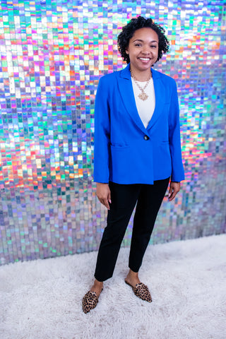 Royal Blue Button-Front Blazer