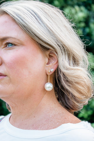 Gold Bead and Pearl Drop Earring