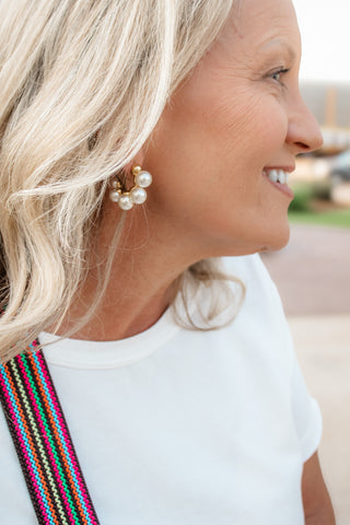 plated pearl hoops