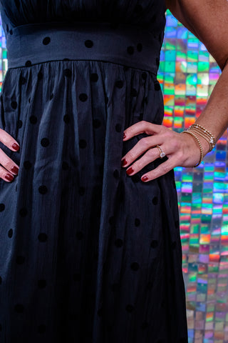 After Dark Black Dotted Midi Dress