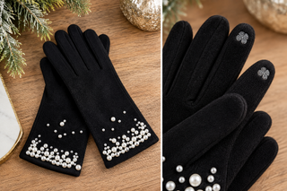 Pearly Wrist Touchscreen Gloves