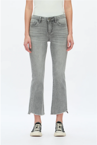 Bayeas Gray Frayed Hem Cropped Jeans