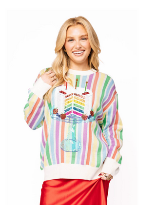 Rainbow stripeBirthday Cake sweater