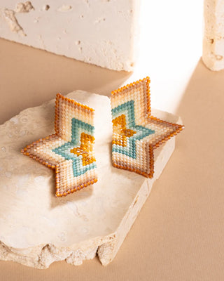 Handwoven half star earrings