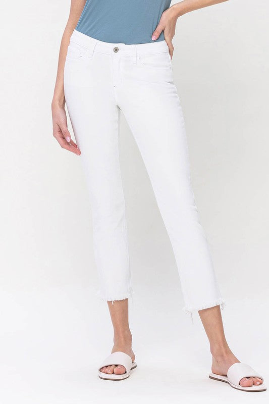 White MID RISE STRAIGHT JEANS