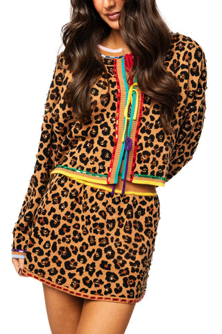 Leopard Multi Tie Rhinestone Sweater