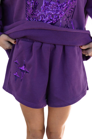 Purple Sparkle Logo Shorts - QOS