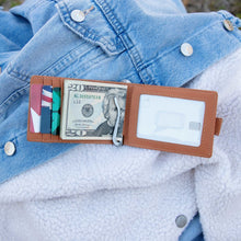 Load image into Gallery viewer, Leather Bi-Fold Money Clip Wallet
