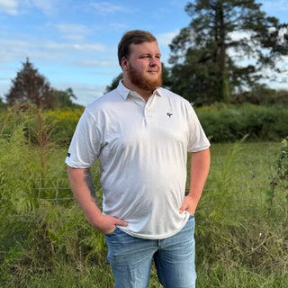 grey microstripe performance polo