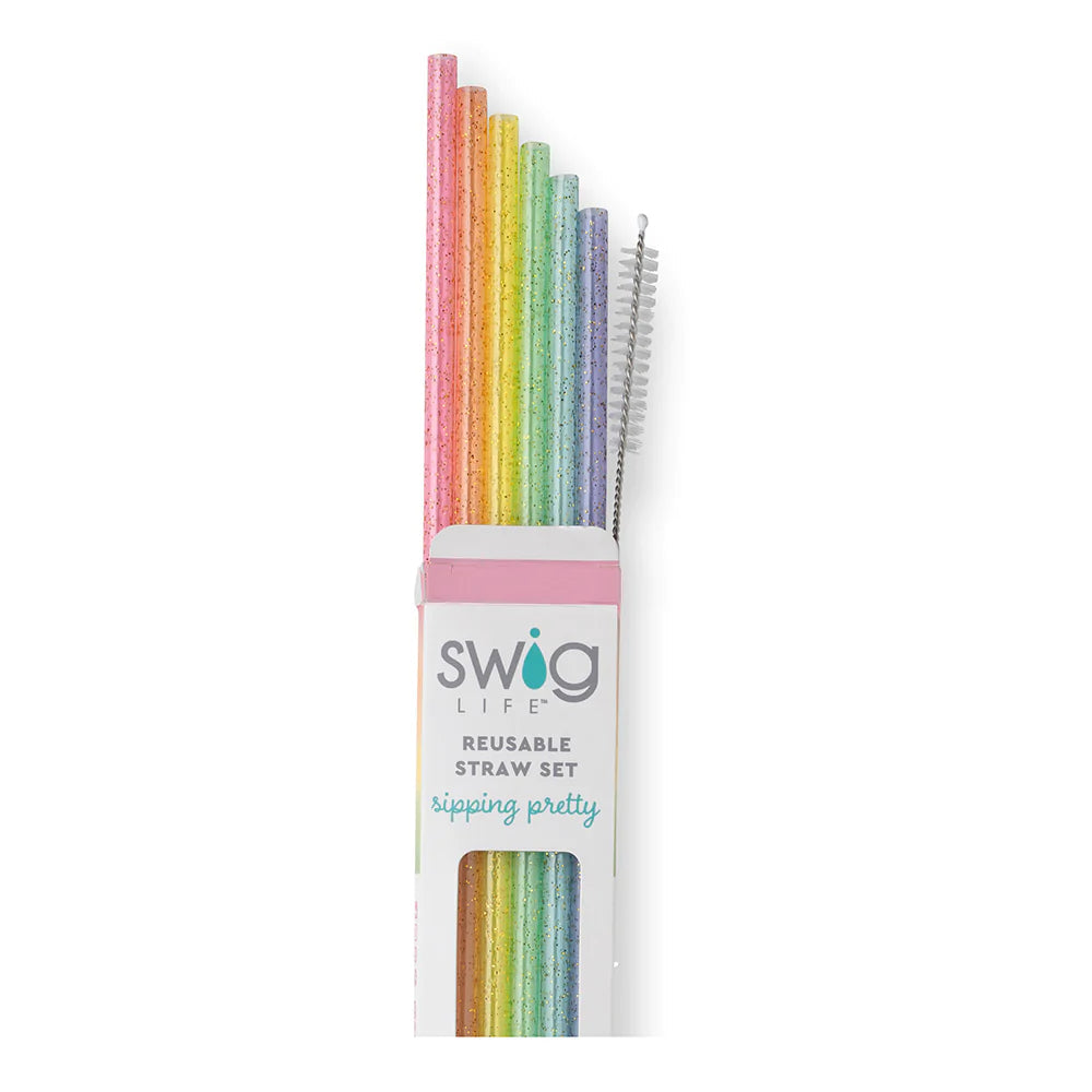 Swig Glitter Rainbow Straw Set