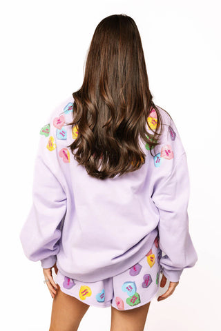 QOS Lavender Queen Hearts Candy Box Sweatshirt