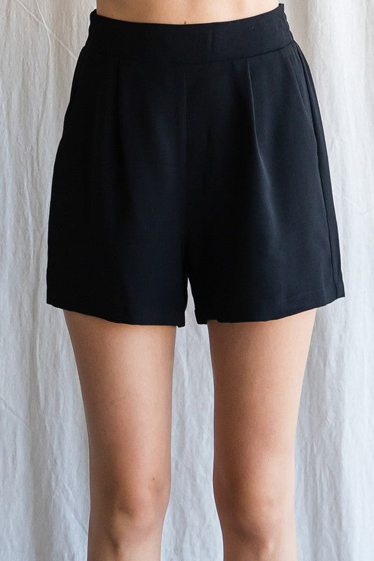 Solid Front Tuck Shorts