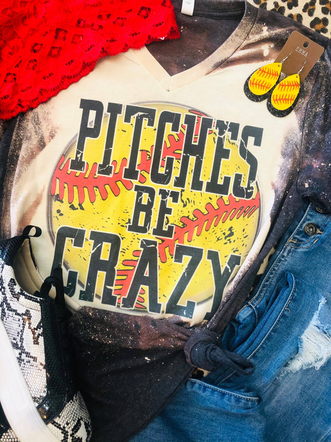 Pitches be Crazy Softball Tee