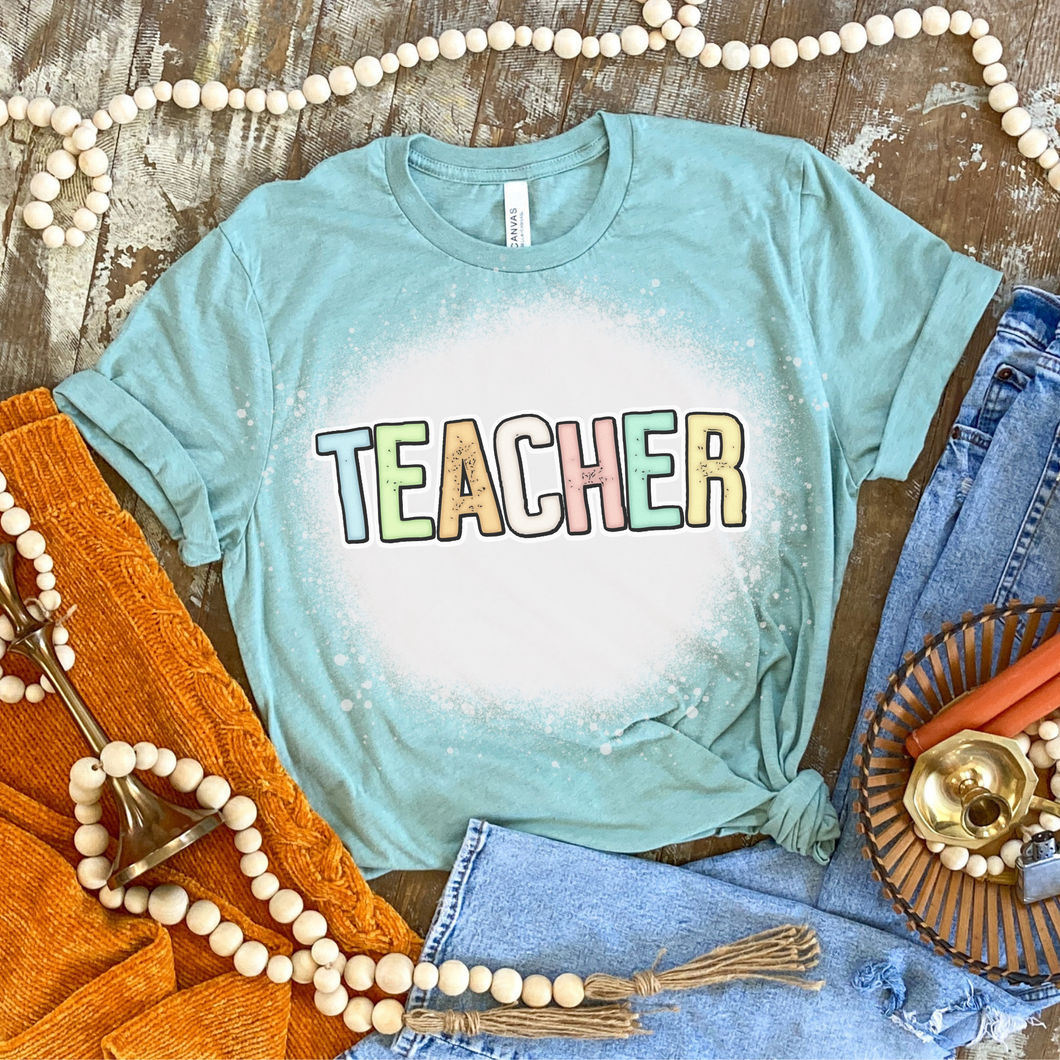 Teacher Bleached Shirt - Teal