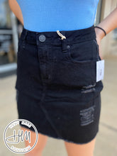Load image into Gallery viewer, Black Distressed Denim Skirt
